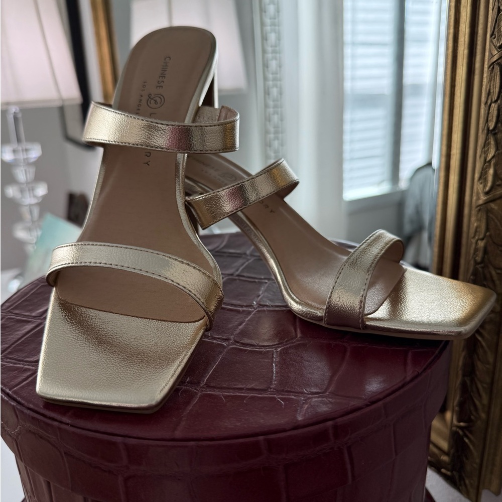 Chinese Laundry Gold Strappy Heels‎